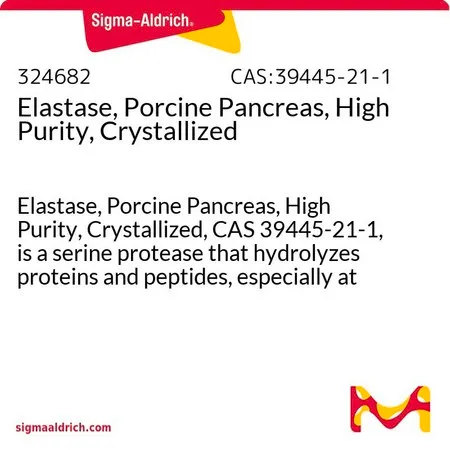 Sigma-Aldrich 弹性蛋白酶,猪胰腺,高纯度,结晶,弹性蛋白酶,猪胰腺,高纯度,结晶,CAS 39445-21-1,是一种丝氨酸蛋白酶,水解蛋白质和肽,特别是在邻近中性氨基酸残基的键处。