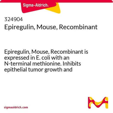 Sigma-Aldrich Epiregulin, Mouse, Recombinant,表皮调节素,小鼠,重组体在大肠杆菌中表达,其N-末端带有甲硫氨酸。抑制上皮肿瘤生长,刺激成纤维细胞和其他类型细胞的生长。