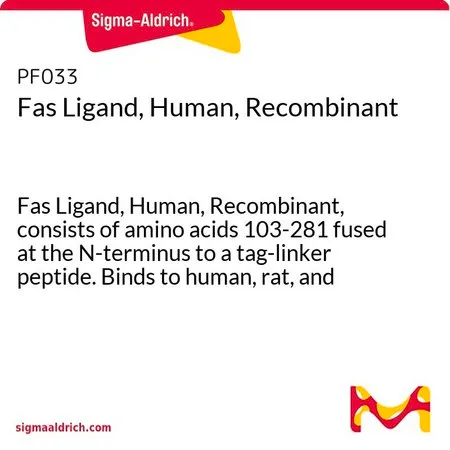 Sigma-Aldrich Fas Ligand, Human, Recombinant,Fas配体,人,重组,由氨基酸103-281在N-末端融合到标签-连接肽组成。与人、大鼠和小鼠Fas结合。