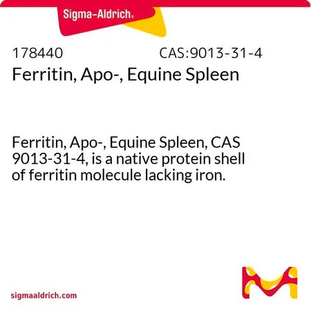 Sigma-Aldrich Ferritin, Apo-, Equine Spleen,铁蛋白,载脂蛋白-,马脾,CAS 9013-31-4,是缺乏铁的铁蛋白分子的天然蛋白质壳。