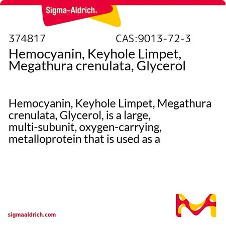 Sigma-Aldrich 血蓝蛋白,眼孔戚属,大锁孔帽贝 ,甘油,血蓝蛋白(Hemocyanin,Keyhole Limpet,Megathura crenulata,Glycerol)是一种大的、多亚基的、携氧的金属蛋白,在抗体的生产中用作载体蛋白。
