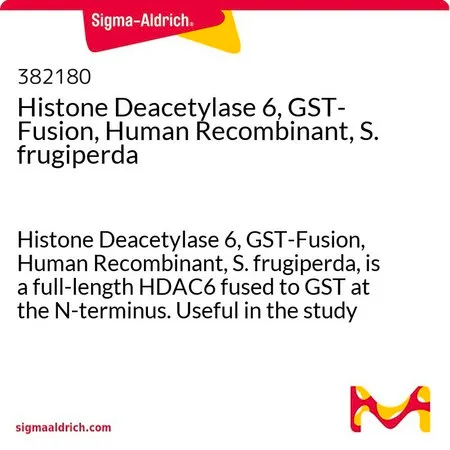 Sigma-Aldrich Histone Deacetylase 6, GST-Fusion, Human Recombinant, S. frugiperda,组蛋白去乙酰化酶6,GST融合,人重组体,草地贪夜蛾,是一个全长HDAC 6融合GST在N-末端。在HDAC 6调节的研究和抑制剂筛选中有用。