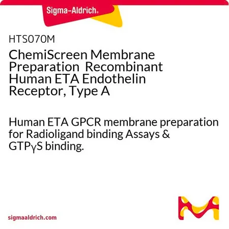 Sigma-Aldrich ChemiScreen Membrane Preparation Recombinant Human ETA Endothelin Receptor, Type A,用于放射性配体结合分析和GTP γ S结合的人ETA GPCR膜制备。