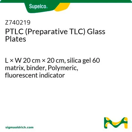 默克Supelco PTLC (Preparative TLC) Glass Plates，长×宽20 cm × 20 cm，硅胶60基质，粘合剂，聚合物，荧光指示剂