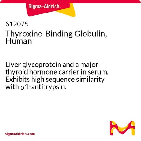 Sigma-Aldrich 甲状腺素结合球蛋白,人,肝糖蛋白和血清中主要的甲状腺激素载体。与α1-抗胰蛋白酶具有高度的序列相似性。