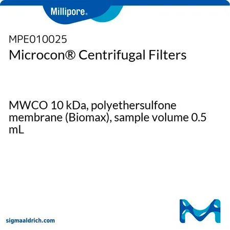 默克密理博 Microcon® 离心过滤器,MWCO 10 kDa,聚醚砜膜(Biomax),样品体积0.5 mL