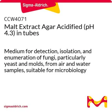 Sigma-Aldrich Malt Extract Agar，pH 4.3±0.2，管容量20 mL，管灌装量20 mL，即用型，20支装，用于酵母菌，用于霉菌