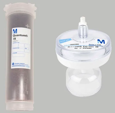 默克密理博Milli-Q 试剂盒：Quantum® IX纯化柱& Millipak®，Millipak® 20 Express过滤器提供无颗粒和无菌的水。适用于Direct-Q®、Milli-Q® Academic/ Biocel/Element/Gradient/Synthesis、Synergy®系统。