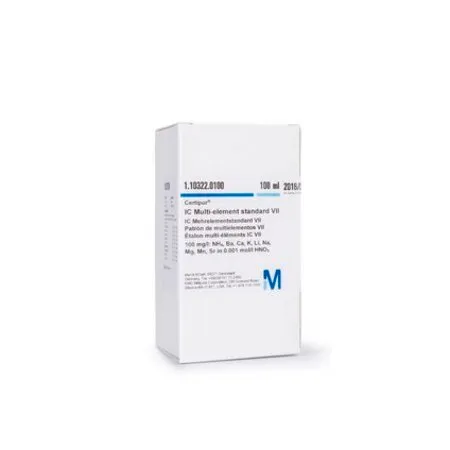 默克 IC多元素标准品VII，氨、钡、钙、钾、锂、钠、镁、锰、锶100 mg/L（溶于1 mM硝酸中），Certipur®