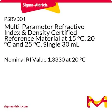 Sigma-Aldrich Multi-Parameter Refractive Index & Density Certified Reference Material at 15 °C, 20 °C and 25 °C, Single 30 mL,标称RI值1.3330(20 °C)