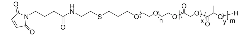Sigma-Aldrich Maleimide poly(ethylene glycol)-block-poly(lactide-co-glycolide)，PEG平均Mn 5,000，PLGA平均Mn 15,000，丙交酯：乙交酯50：50