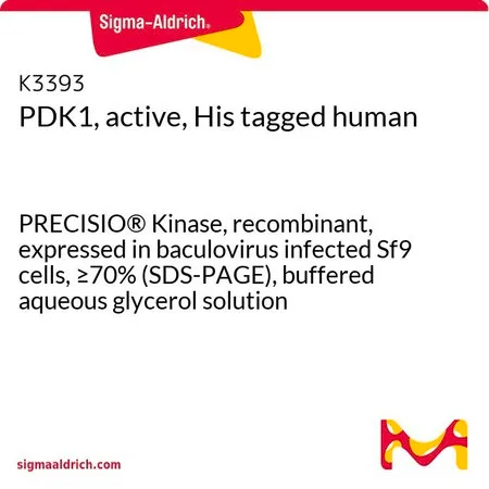 Sigma-Aldrich PDK1,活性,His 标记 人,PRECISIO®激酶,重组,在杆状病毒感染的Sf 9细胞中表达,≥70%(SDS-PAGE),甘油缓冲水溶液