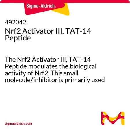 Sigma-Aldrich Nrf2 Activator III, TAT-14 Peptide,Nrf 2激活剂III,达特-14肽调节Nrf 2的生物活性。这种小分子/抑制剂主要用于生物化学应用。