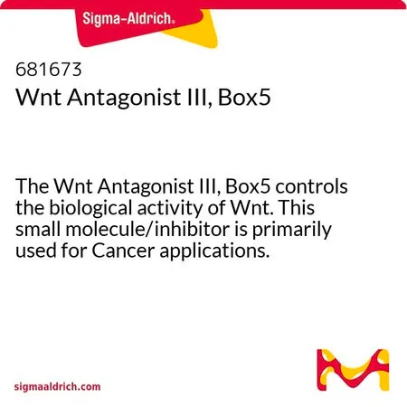 Sigma-Aldrich Wnt拮抗剂III,Box5,Wnt拮抗剂III,Box 5控制Wnt的生物活性。这种小分子/抑制剂主要用于癌症应用。