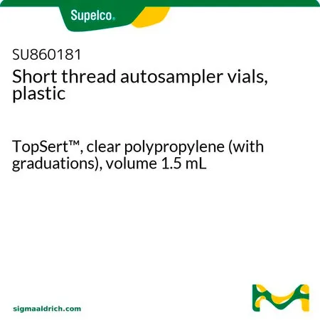 默克Supelco 塑料短螺纹自动进样器样品瓶，TopSert™，透明聚丙烯（带刻度），体积1.5 mL