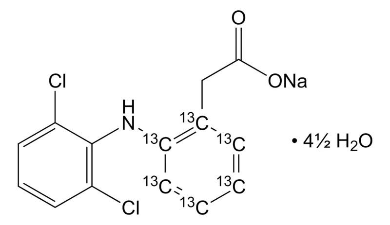 默克Supelco Diclofenac-(acetophenyl ring-13C6) sodium salt hemi(nonahydrate),VETRANAL®,分析标准品