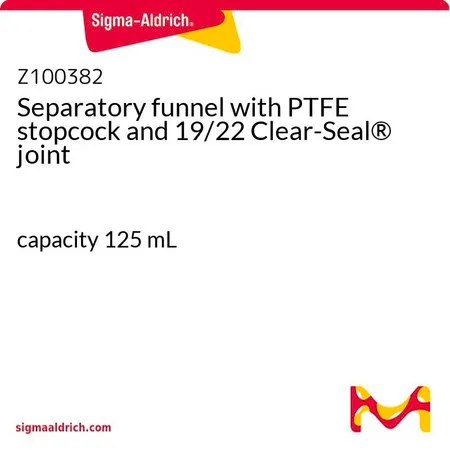 Sigma-Aldrich Separatory funnel with PTFE stopcock and 19/22 Clear-Seal joint，容量125毫升