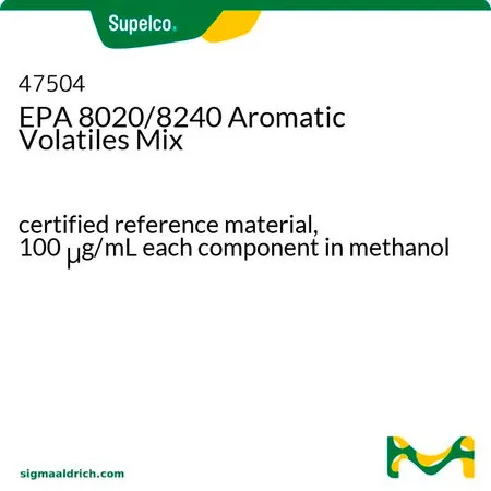 默克Supelco EPA 8020/8240 挥发性芳烃混标,经认证的参比物质,100 μg/mL各组分的甲醇溶液