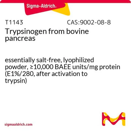 Sigma-Aldrich 胰蛋白酶原 来源于牛胰腺，基本无盐，冻干粉末，≥10,000 BAEE单位/mg蛋白（E1%/280，活化为胰蛋白酶后）