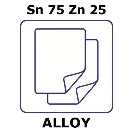 Sigma-Aldrich Tin/Zinc，箔，Sn 75%/Zn 25%，厚度0.6 mm，尺寸25 × 25 mm，轧制回火