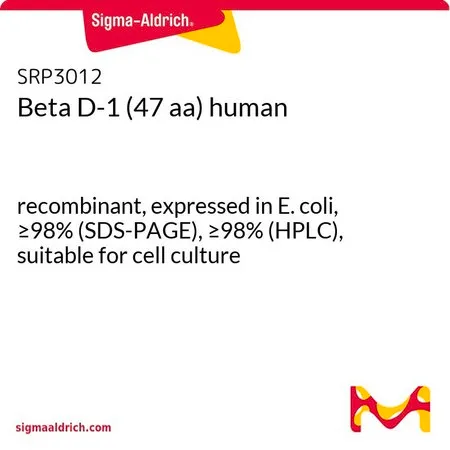 Sigma-Aldrich Beta D-1 (47 aa) human,重组体,在大肠杆菌中表达,≥98%(SDS-PAGE),≥98%(HPLC),适用于细胞培养