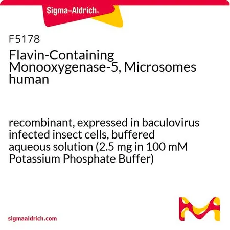 Sigma-Aldrich Flavin-Containing Monooxygenase-5, Microsomes human，重组，在杆状病毒感染的昆虫细胞中表达，缓冲水溶液（2.5 mg，溶于100 mM磷酸钾缓冲液）