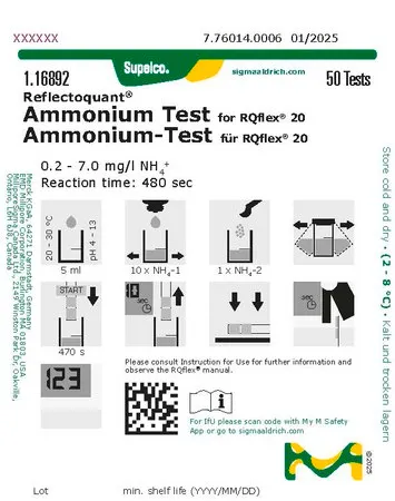 默克 铵测试预装试剂，0.2-7.0 mg/L（氨氯地平），REFLECTOQUANT®，与RQflex® 20配合使用