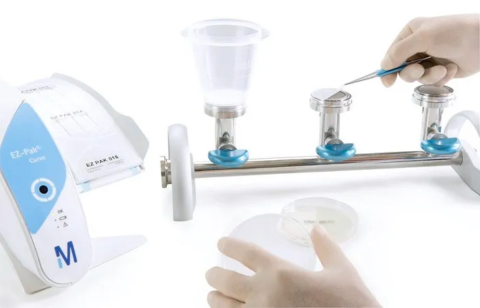 默克密理博 Microfil®和EZ-Pak®，即用型，样品体积100 mL，混合纤维素酯（MCE），孔径0.45 μm，过滤器直径47 mm，黑色过滤器，网格过滤器