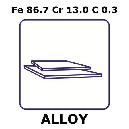 Sigma-Aldrich Stainless steel - AISI 420，板材，Fe 86.7%/Cr 13.0%/C 0.3%，厚度0.5 mm，尺寸50 × 50 mm