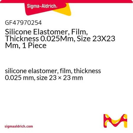 Sigma-Aldrich Silicone Elastomer, Film, Thickness 0.025Mm, Size 23X23 Mm, 1 Piece，硅橡胶，薄膜，厚度0.025 mm，尺寸23 × 23 mm