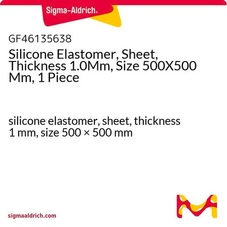Sigma-Aldrich Silicone Elastomer, Sheet, Thickness 1.0Mm, Size 500X500 Mm, 1 Piece，硅橡胶，片状，厚度1 mm，尺寸500 × 500 mm