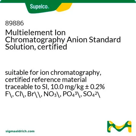 默克Supelco 阴离子多元素混标，用于离子色谱(CRM)，TraceCERT®，可溯源至SI的认证参考物质，每种阴离子F-、Cl-、Br-、NO3-、PO43-、SO42-均为10.0 mg/kg