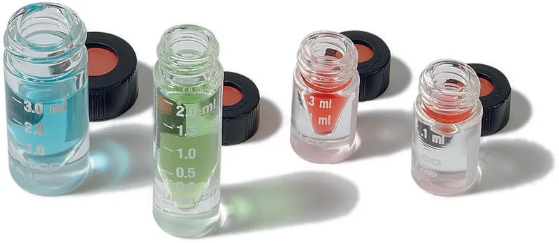 默克Supelco 微型反应容器，3mL，黑色酚醛孔盖，12件装，体积10 mL，透明玻璃小瓶，外径×高26 mm × 72 mm，PTFE/硅胶隔膜，刻度：无