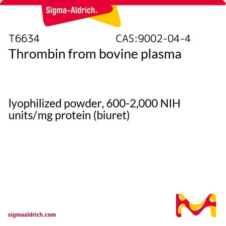 Sigma-Aldrich 凝血酶 来源于牛血浆,冻干粉,600- 2,000 NIH单位/mg蛋白(双缩脲)