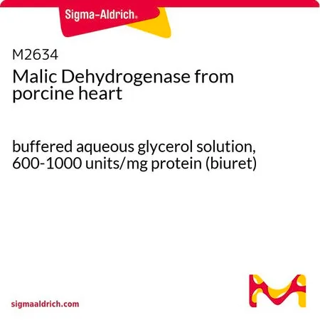 Sigma-Aldrich 苹果酸脱氢酶 来源于猪心脏,甘油缓冲水溶液,600-1000单位/mg蛋白质(缩二脲)