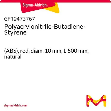 Sigma-Aldrich Polyacrylonitrile-Butadiene-Styrene，(ABS)，杆，直径10 mm，长度500 mm，自然