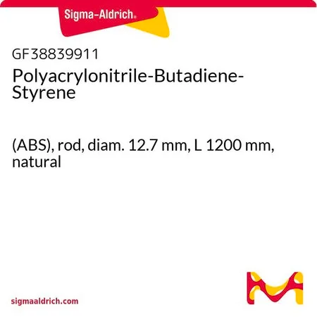 Sigma-Aldrich Polyacrylonitrile-Butadiene-Styrene，(ABS)，杆，直径12.7 mm，长度1200 mm，天然