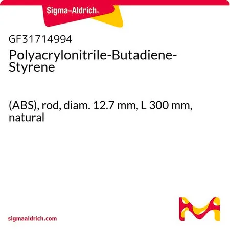 Sigma-Aldrich Polyacrylonitrile-Butadiene-Styrene，(ABS)，杆，直径12.7 mm，长度300 mm，自然
