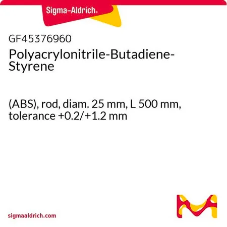 Sigma-Aldrich Polyacrylonitrile-Butadiene-Styrene，(ABS)杆，直径25 mm，长度500 mm，公差+0.2/+1.2 mm