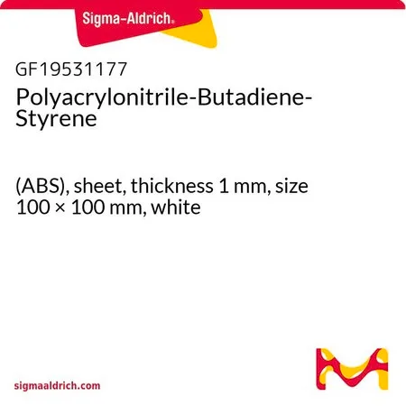 Sigma-Aldrich Polyacrylonitrile-Butadiene-Styrene，(ABS)，薄板，厚度1 mm，尺寸100 × 100 mm，白色