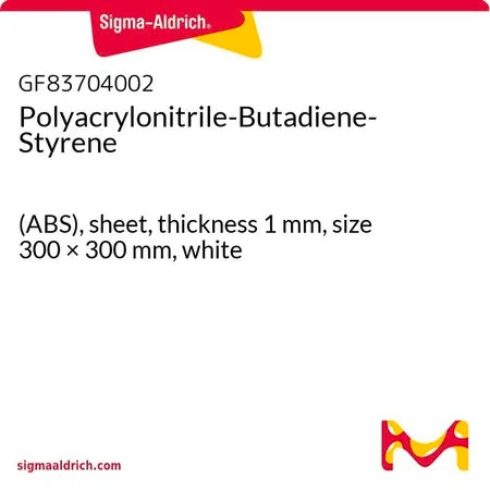 Sigma-Aldrich Polyacrylonitrile-Butadiene-Styrene，(ABS)，薄板，厚度1 mm，尺寸300 × 300 mm，白色