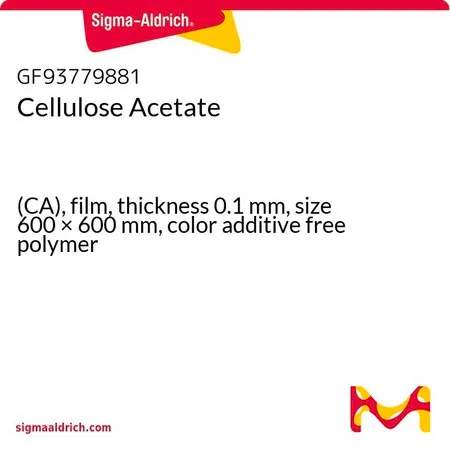 Sigma-Aldrich Cellulose Acetate，(CA)，薄膜，厚度0.1 mm，尺寸600 × 600 mm，不含着色剂的聚合物