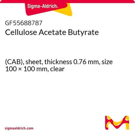 Sigma-Aldrich Cellulose Acetate Butyrate，(CAB)，薄板，厚度0.76 mm，尺寸100 × 100 mm，透明