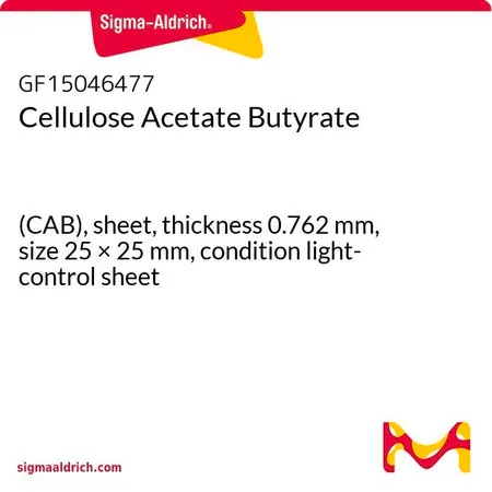 Sigma-Aldrich Cellulose Acetate Butyrate，(CAB)，片材，厚度0.762 mm，尺寸25 × 25 mm，条件光控片材