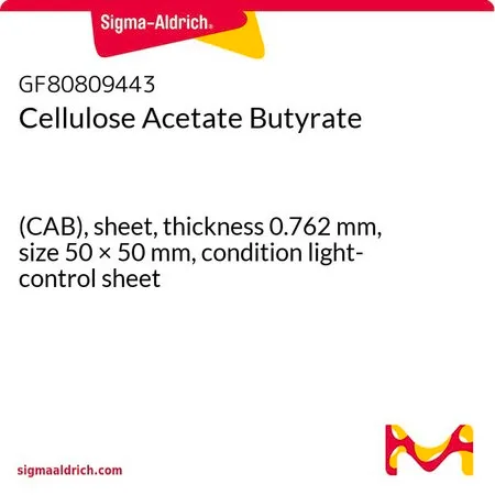Sigma-Aldrich Cellulose Acetate Butyrate，(CAB)，片材，厚度0.762 mm，尺寸50 × 50 mm，条件光控片材