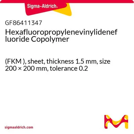 Sigma-Aldrich Hexafluoropropylenevinylidenefluoride Copolymer，(FKM），板材，厚度1.5 mm，尺寸200 × 200 mm，允差0.2