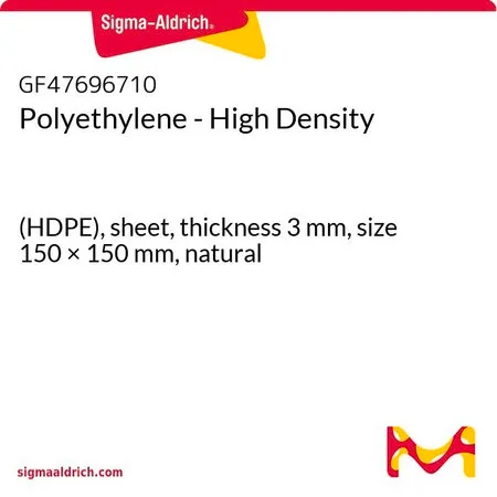 Sigma-Aldrich Polyethylene - High Density，（HDPE），片材，厚度3 mm，尺寸150 × 150 mm，天然色