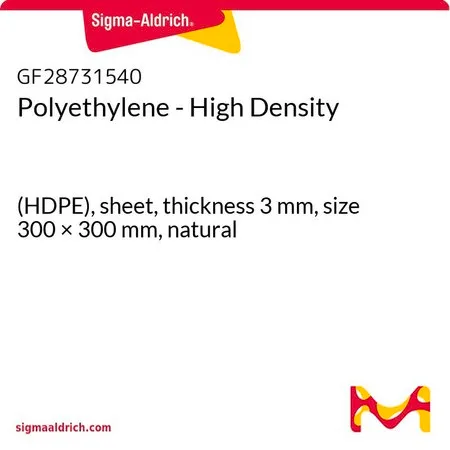 Sigma-Aldrich Polyethylene - High Density，（HDPE），片材，厚度3 mm，尺寸300 × 300 mm，天然色