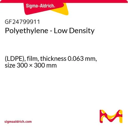 Sigma-Aldrich Polyethylene - Low Density，（LDPE），薄膜，厚度0.063 mm，尺寸300 × 300 mm