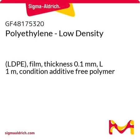 Sigma-Aldrich Polyethylene - Low Density，（LDPE），薄膜，厚度0.1 mm，L 1 m，条件无添加剂聚合物